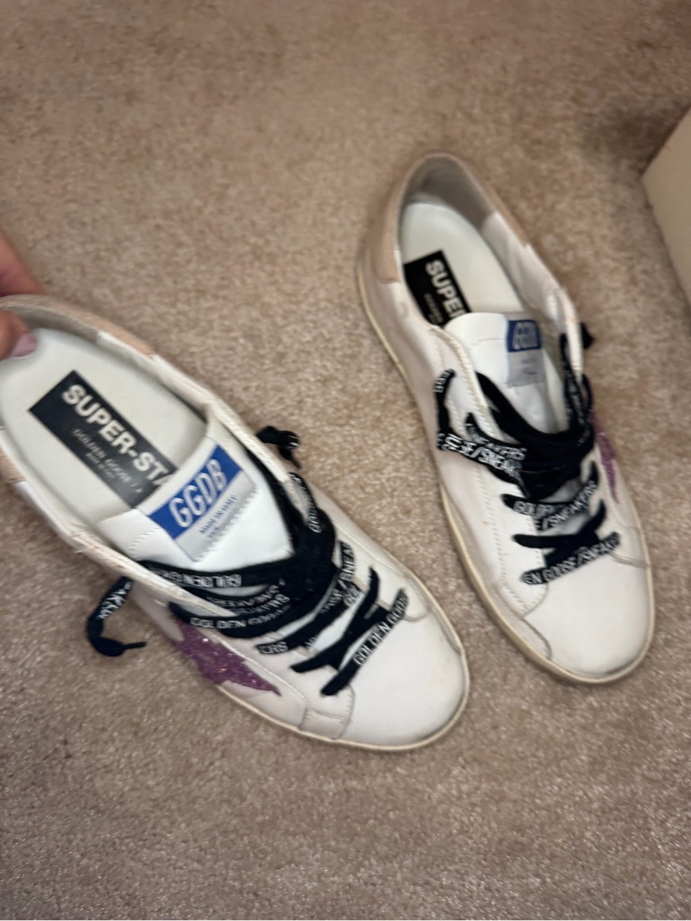 Golden Goose White Leather Sneakers with Pink Glitter Star RARE❗️ - Picture 2 of 6